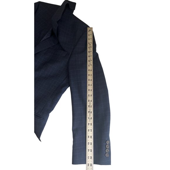 Lauren Ralph Lauren Navy Blazer Size 44L Windowpane Pattern 2 Button Closure - Picture 7 of 10